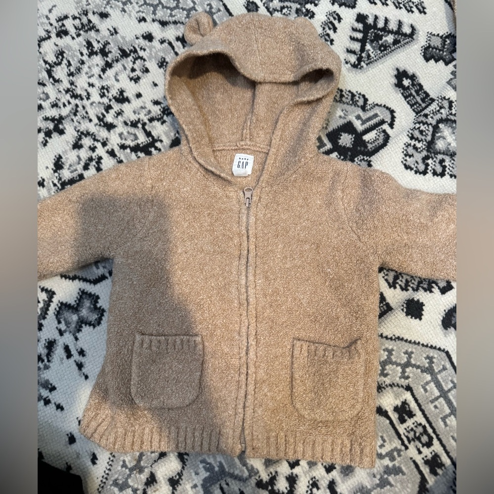 Baby Gap Sherpa hoodie with ears on hood.